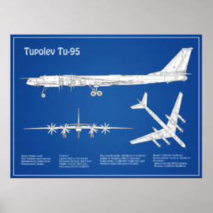 Poster Tupolev Tu-95 - Plan directeur de l'avion ABD