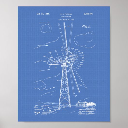 Poster Turbine éolienne 1944 Plan directeur de l'art des  (Devant)