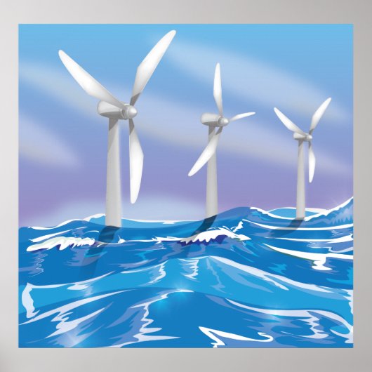Poster Turbines de puissance du vent marin (Devant)
