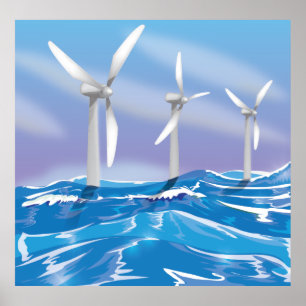 Poster Turbines Sea Wind Power