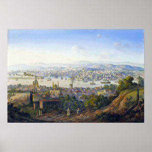 Poster Turcs de Carlo Bossoli donnant sur Istanbul