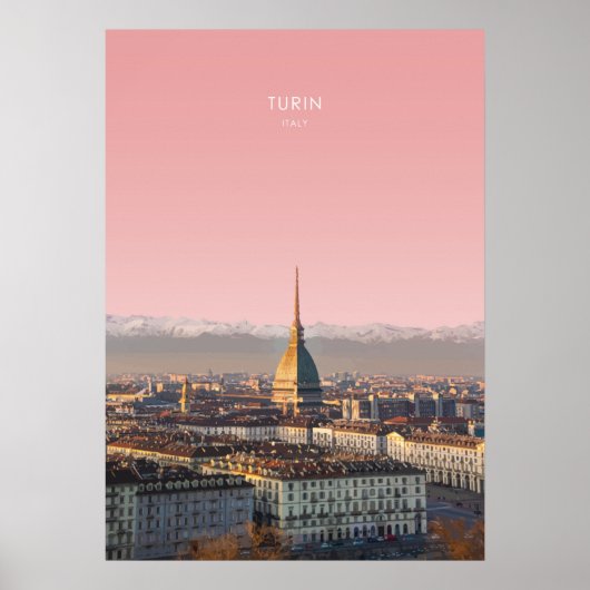 Poster Turin, Italie Illustration de voyage (Devant)