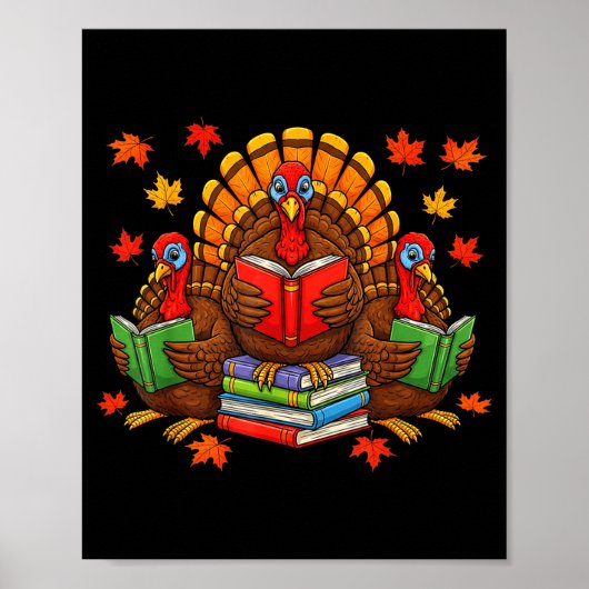 Poster Turkey Reading Books Teacher Fall Thanksgiving Boo (Devant)