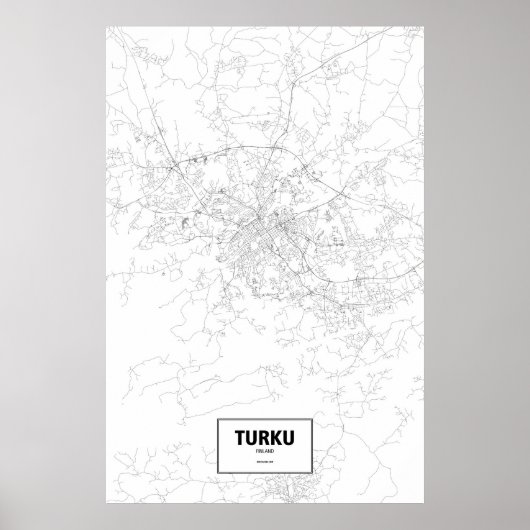 Poster Turku, Finlande (noir sur blanc) (Devant)