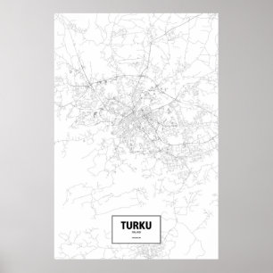 Poster Turku, Finlande (noir sur le blanc)