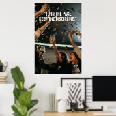 Poster Turn the Page Keep the Discipline Motivation Poste (Bureau à domicile)