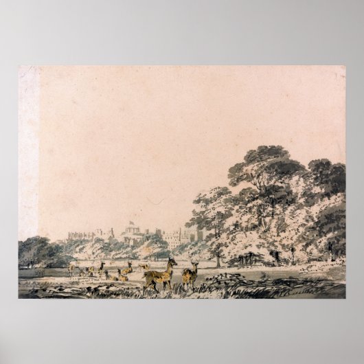 Poster Turner - Château et parc de Windsor avec cerfs (Devant)