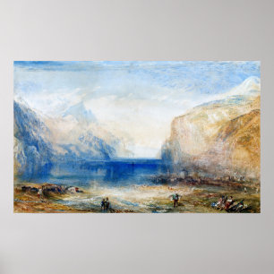 Poster Turner - Matin à Fluelen, vue sur le lac