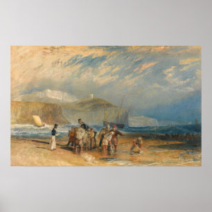 Poster Turner - Port Folkestone et côte à Dover