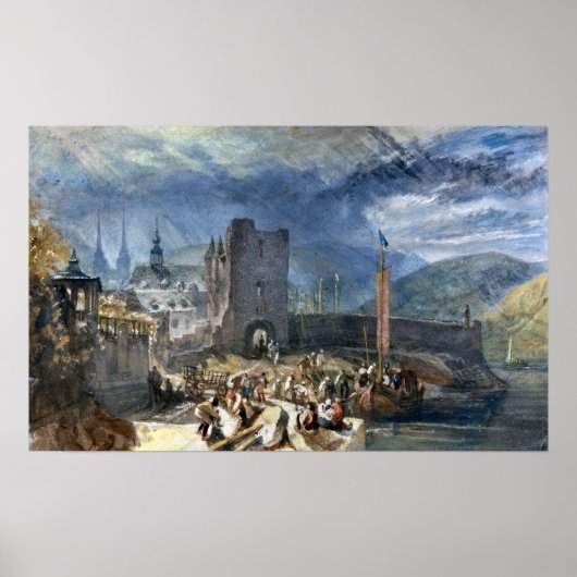 Poster Turner - Vue de Boppart avec personnages (Devant)