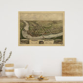 Poster Turners Falls Massachusetts 1877 Antique Panoramiq (Cuisine)