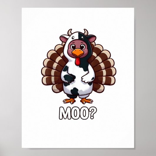 Poster Turquie En Costume De Vache, Moo Drôle Thanksgivin (Devant)