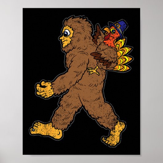 Poster Turquie équitation Bigfoot Thanksgiving Day Funny  (Devant)