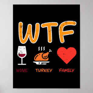 Poster Turquie Famille amusant Bon thanksgiving de jeu de