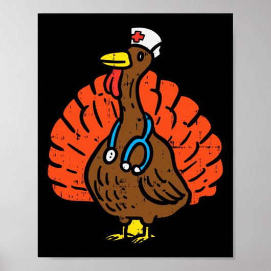 Poster Turquie Infirmière amusante Thanksgiving Scrub Top (Devant)