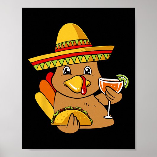 Poster Turquie Manger Taco Thanksgiving Day Mexicain F (Devant)