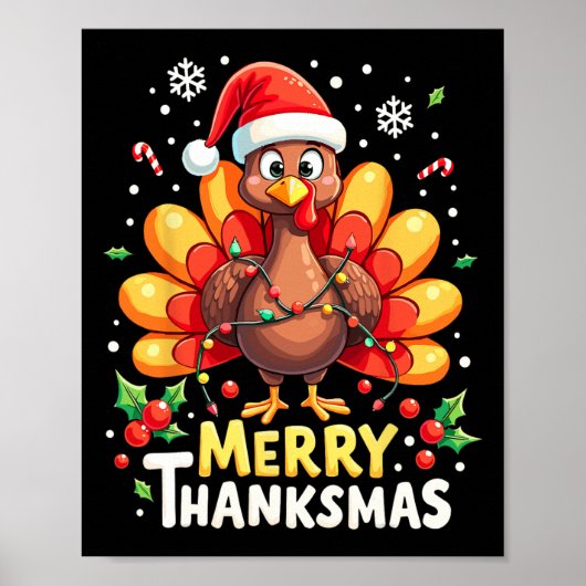 Poster Turquie Père Noël Joyeux Joyeux Thanksmas Thanksgi (Devant)