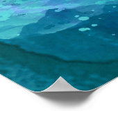 Poster Turquoise Aqua Blue Turquoise Aquarelle Motif de t (Coin)