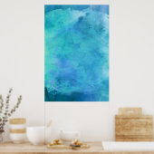 Poster Turquoise Aqua Blue Turquoise Aquarelle Motif de t (Cuisine)