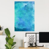 Poster Turquoise Aqua Blue Turquoise Aquarelle Motif de t (Bureau à domicile)
