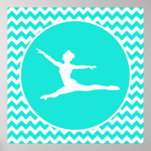 Poster Turquoise, Aqua Color Chevron; Ballet