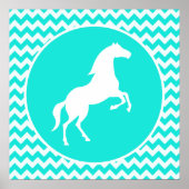 Poster Turquoise, Aqua Color Chevron; Equestre (Devant)