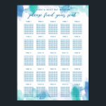 Poster Turquoise Aquarelle bleu Teinture Bat mitzvah Sièg<br><div class="desc">Un lavage turquoise bleu et vert d'aquarelle avec une touche de violet,  avec texte modifiable. Customiser pour personnaliser,  déplacer ou mettre à l'échelle des éléments.</div>
