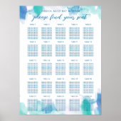 Poster Turquoise Aquarelle bleu Teinture Bat mitzvah Sièg (Devant)