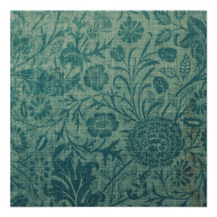 Poster Turquoise, Art nouveau, vintage, floral, motif, tu