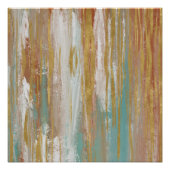 Poster Turquoise, blanc, rouge ocre et or Abstrait (Devant)