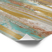 Poster Turquoise, blanc, rouge ocre et or Abstrait (Coin)