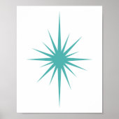 Poster Turquoise bleu atomic starburst milieu du siècle m (Devant)