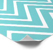 Poster Turquoise bleu et blanc Chevron Motif 2 (Coin)