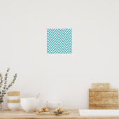 Poster Turquoise bleu et blanc Chevron Motif 2 (Cuisine)
