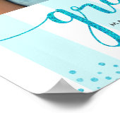 Poster Turquoise Bleu Grad 3 Photo Paillettes Script Rayu (Coin)