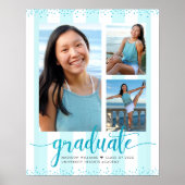 Poster Turquoise Bleu Grad 3 Photo Paillettes Script Rayu (Devant)