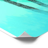 Poster Turquoise Bleu Vert Bord de plage Arbres Eau Abstr (Coin)