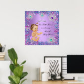 Poster Turquoise bleu violet rose princesse Baby shower B (Bureau à domicile)