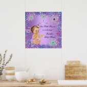 Poster Turquoise bleu violet rose princesse Baby shower B (Cuisine)