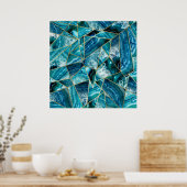 Poster Turquoise Blue Agate Black Gold Triangle géométriq (Cuisine)