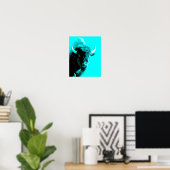 Poster Turquoise Blue Bison Buffalo Wildlife Portrait (Bureau à domicile)