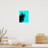 Poster Turquoise Blue Bison Buffalo Wildlife Portrait (Cuisine)