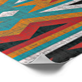 Poster Turquoise Blue Green Red Terra Cotta Tribal Art Mo (Coin)