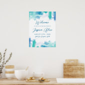 Poster Turquoise Blue Watercolor Tie Dye Bat mitzvah Bien (Cuisine)