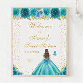 Poster Turquoise Brown Cheveux Sweet sixteen Bienvenue