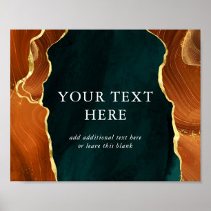 Poster Turquoise, Burning Orange & Gold Agate Mariage