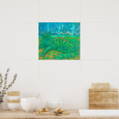 Poster Turquoise Chat Pastel Peinture Animaux de compagni (Cuisine)