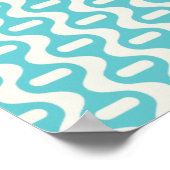 Poster Turquoise clair, Motif rétro Aqua Wavy (Coin)