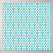 Poster Turquoise clair, Motif rétro Aqua Wavy (Devant)