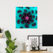 Poster Turquoise coloré, rose et noir fractal (Bureau à domicile)